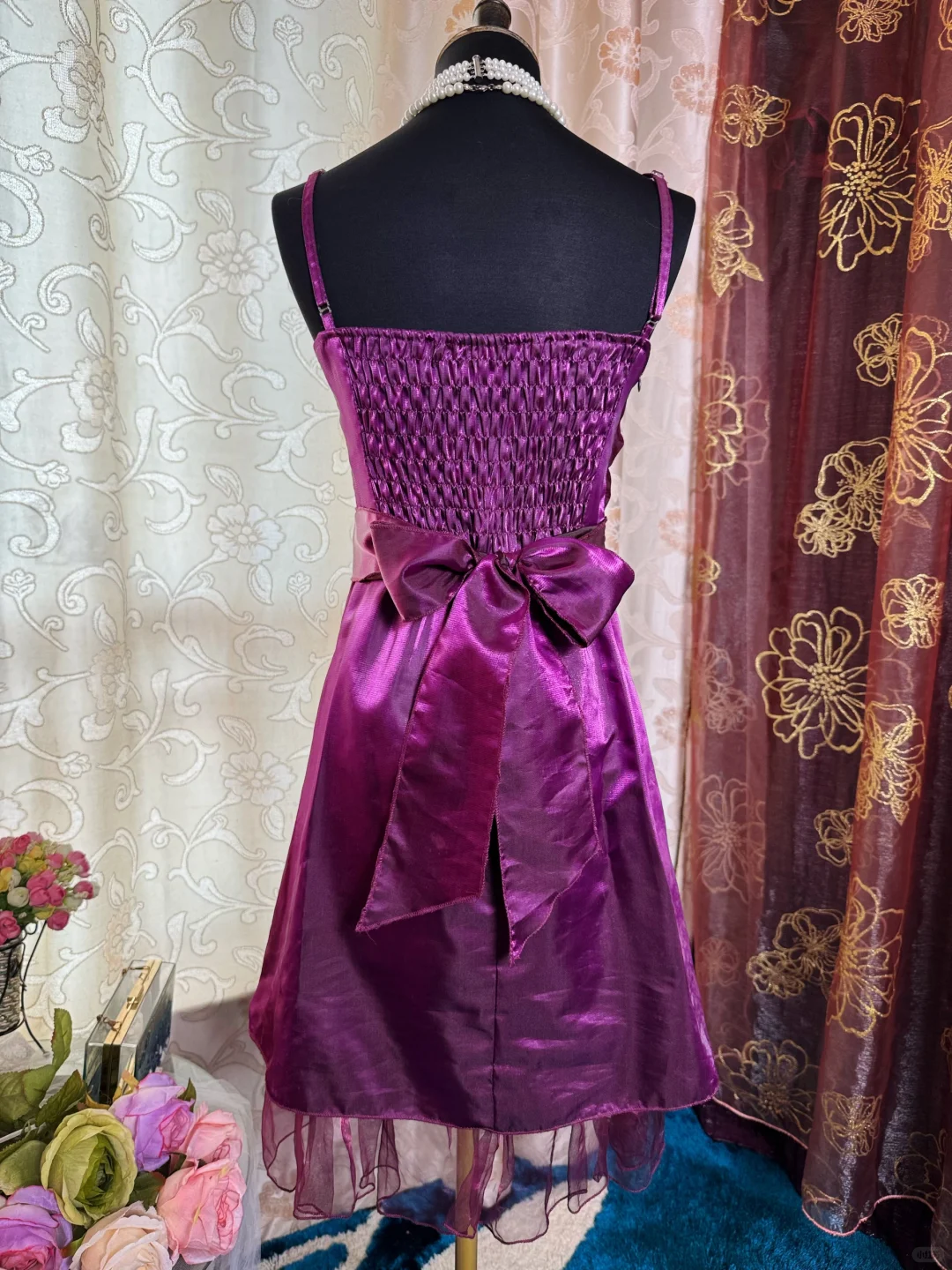 Charming Purple Satin Lace Short Prom Dress Formal Graduation Homecoming Dress D724