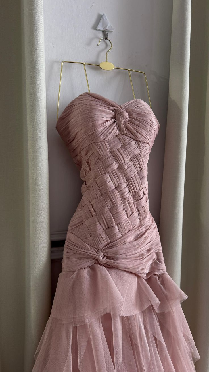 Pretty Pink Strapless Tulle Pleated Mermaid Evening Dress Long Birthday Party Dress D1603