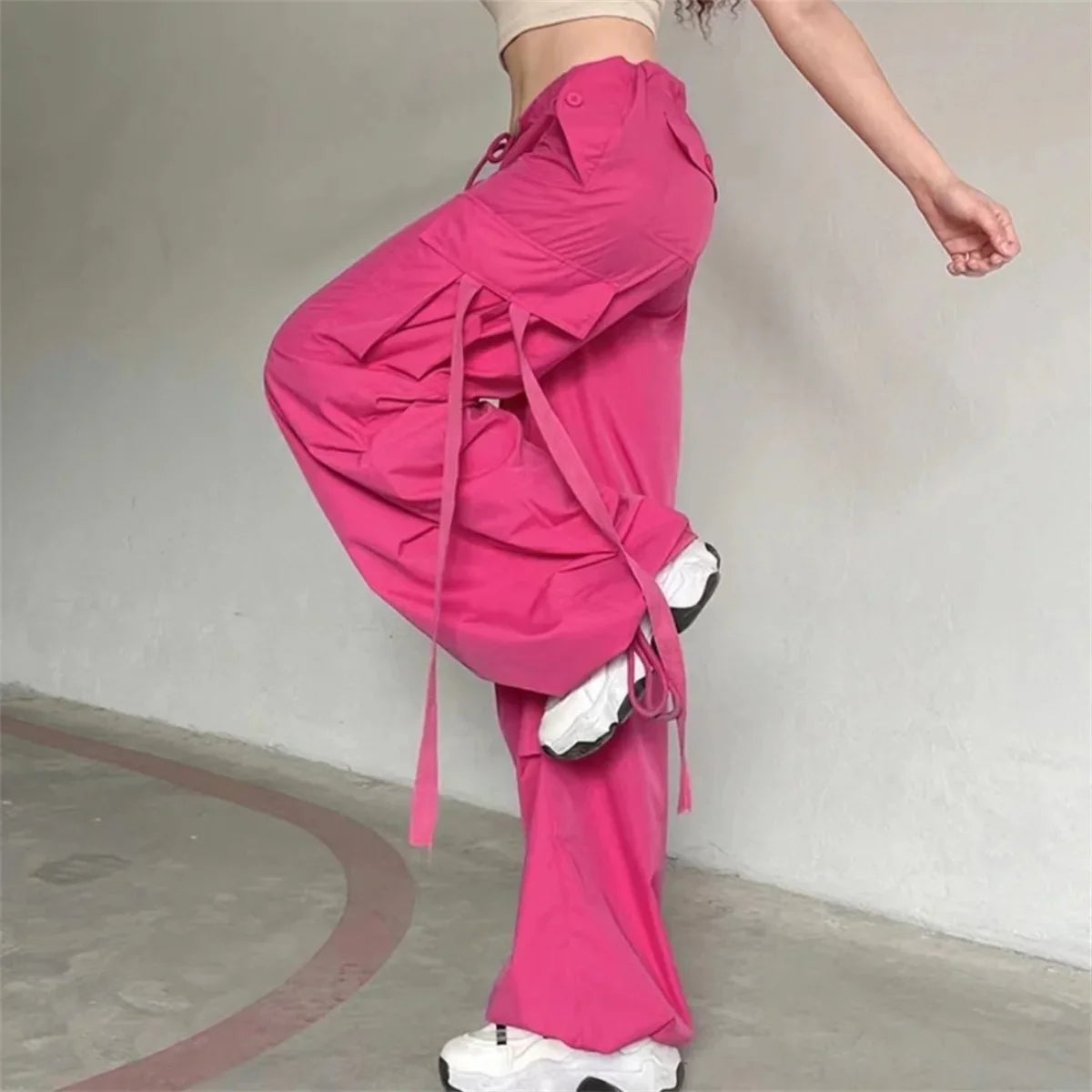 Red Cargo Casual High Waist Hip Hop Pant