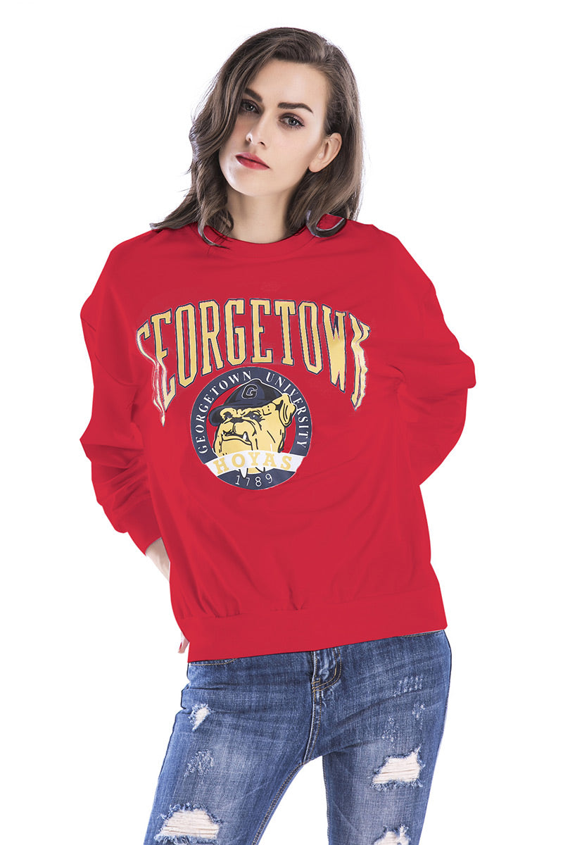 Red Graphic Print Sweatshirt - Mislish