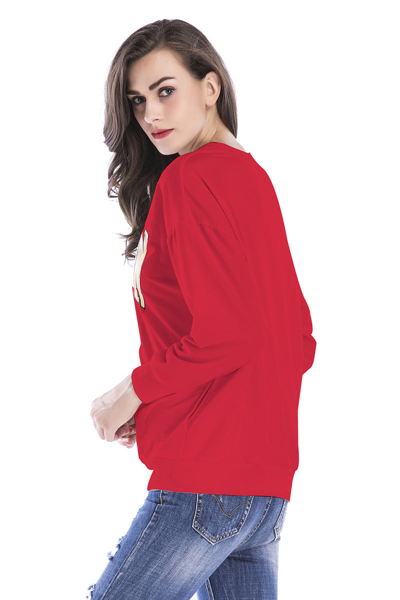 Red Graphic Print Sweatshirt