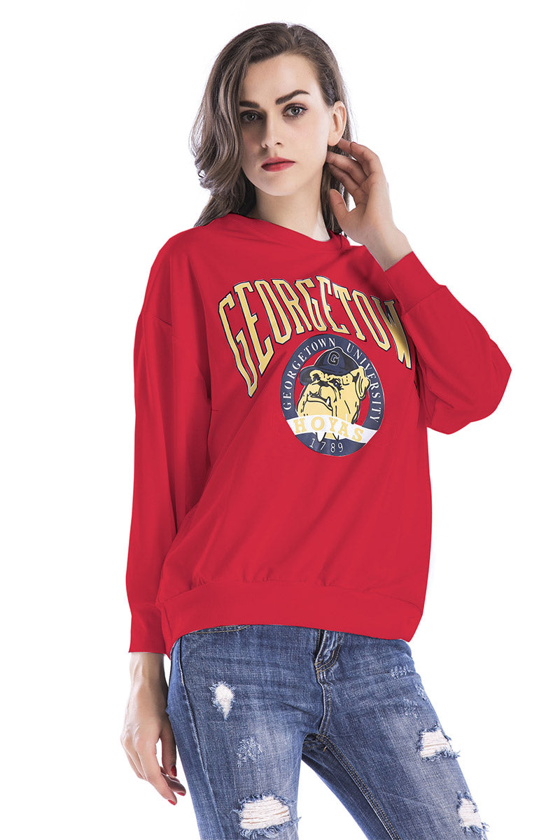 Red Graphic Print Sweatshirt
