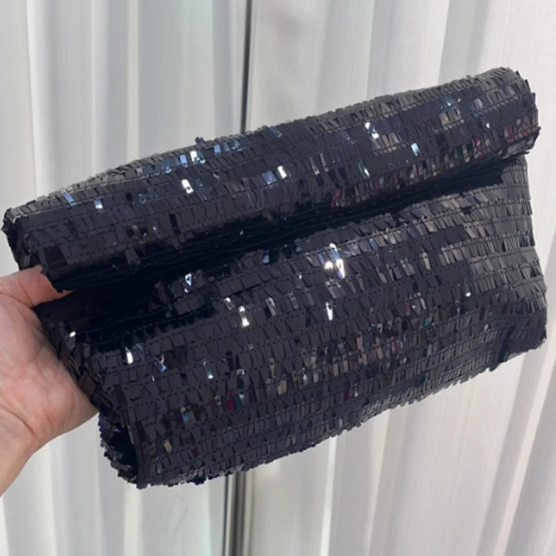 Red Sequin Leather Clutch Bag Wristlet