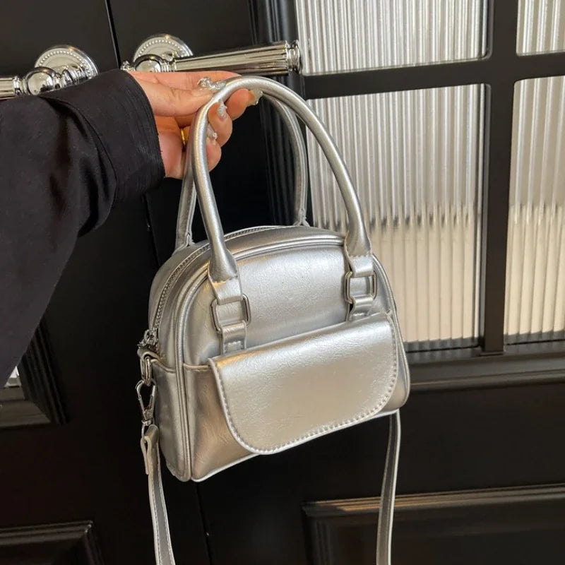 Red Solid PU Leather Underarm Shoulder Bag