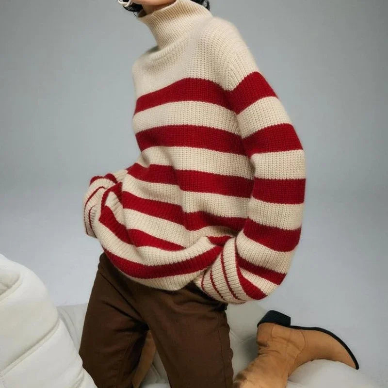 Red Striped Thick Y2k Sweater 3