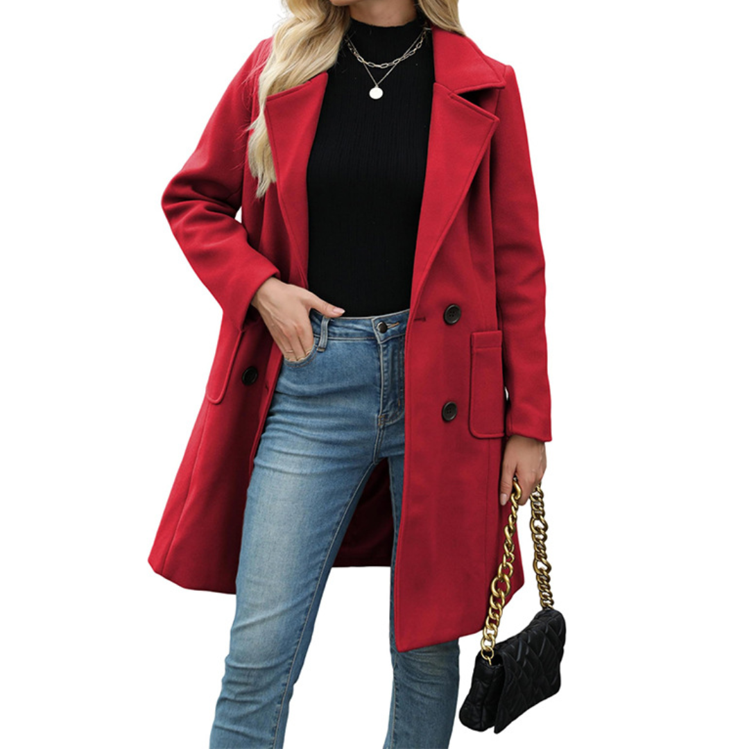 Notch Lapel Double Breasted Longline Coat