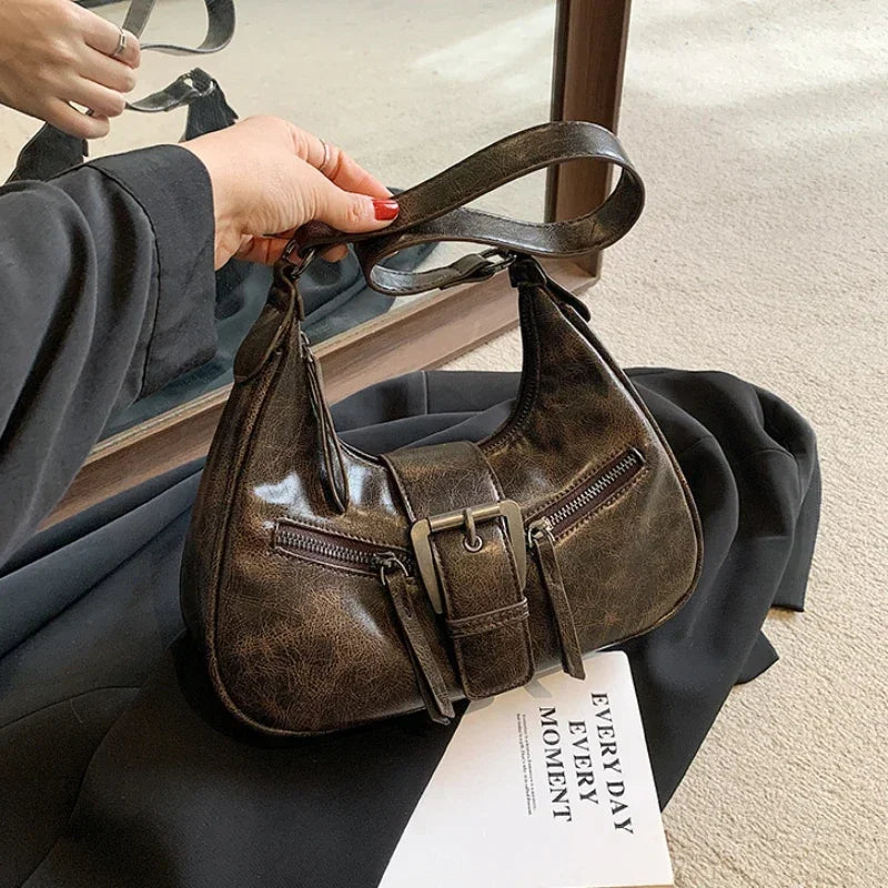 Retro Belt Design PU Leather Shoulder Bag