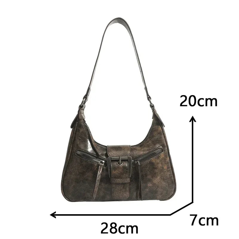 Retro Belt Design PU Leather Shoulder Bag