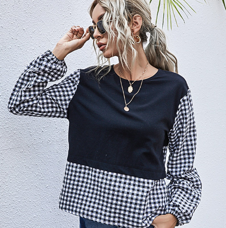 KittenAlarm - Retro Gingham-Print Boxy Top