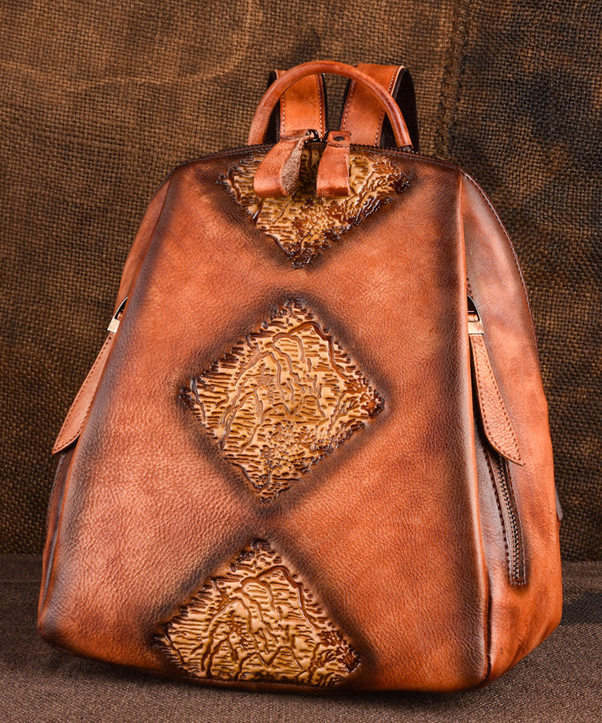 Capacity Retro Calf Leather Durable Backpack Bag Green Large