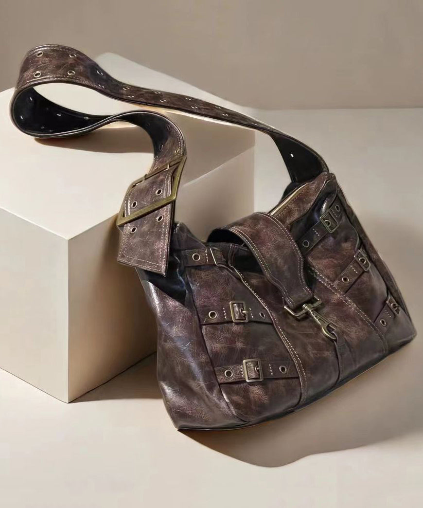 Retro Large Capacity Punk Wide Shoulder Strap Single Shoulder Bag
