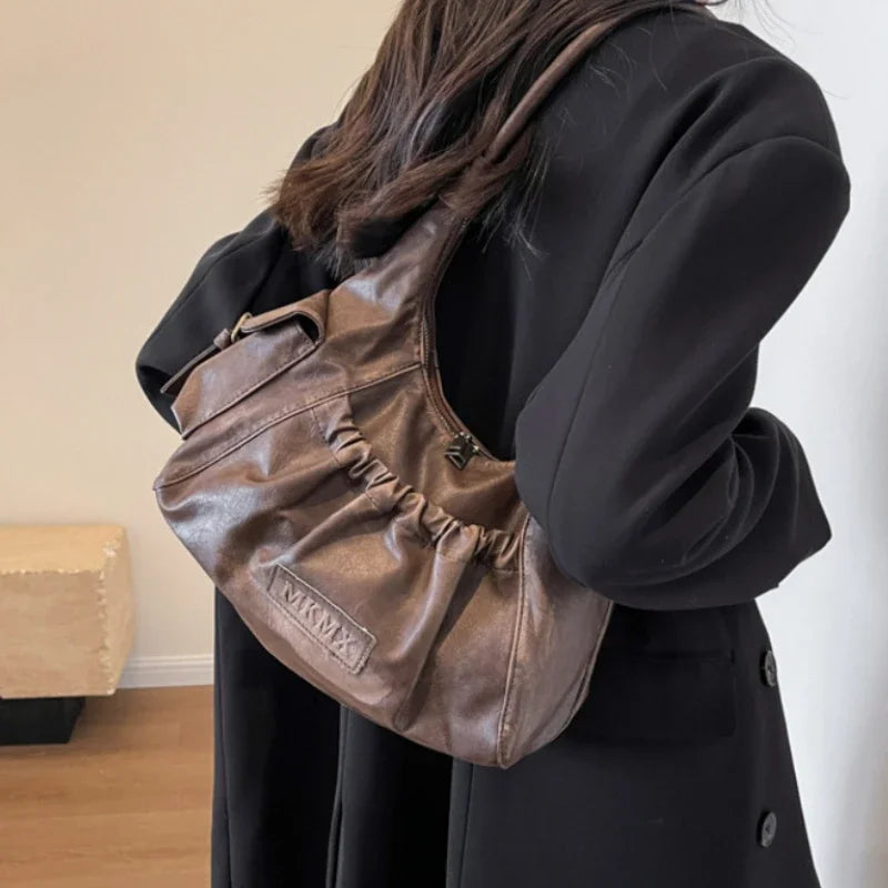 Retro Winter Leather Underarm Shoulder Bag
