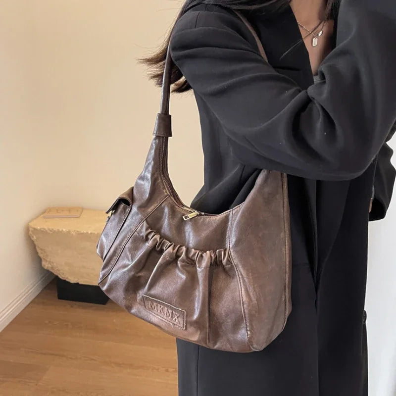 Retro Winter Leather Underarm Shoulder Bag