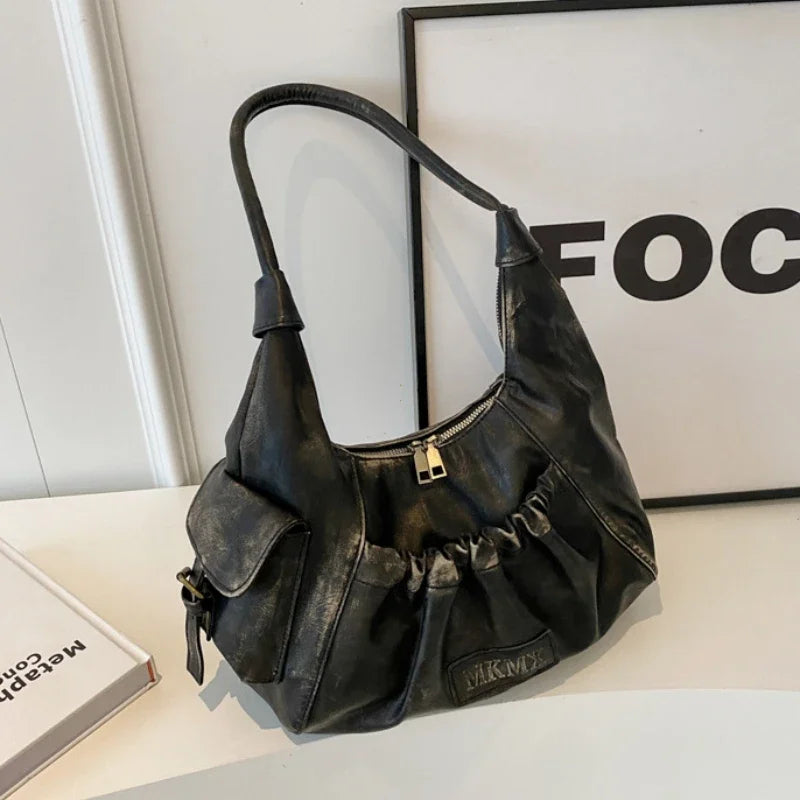 Retro Winter Leather Underarm Shoulder Bag