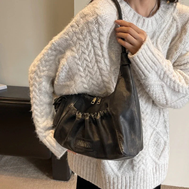 Retro Winter Leather Underarm Shoulder Bag
