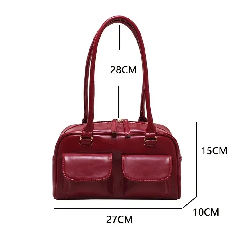 Red Patent Leather Hobo Shoulder Bag