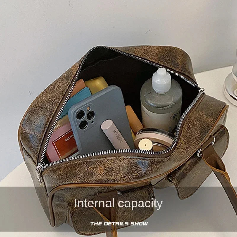 Retro Double Pockets Small Shoulder Bag