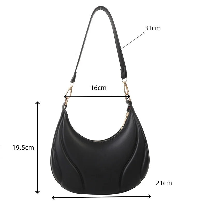 Retro Solid Color Saddle Leather Shoulder Bag