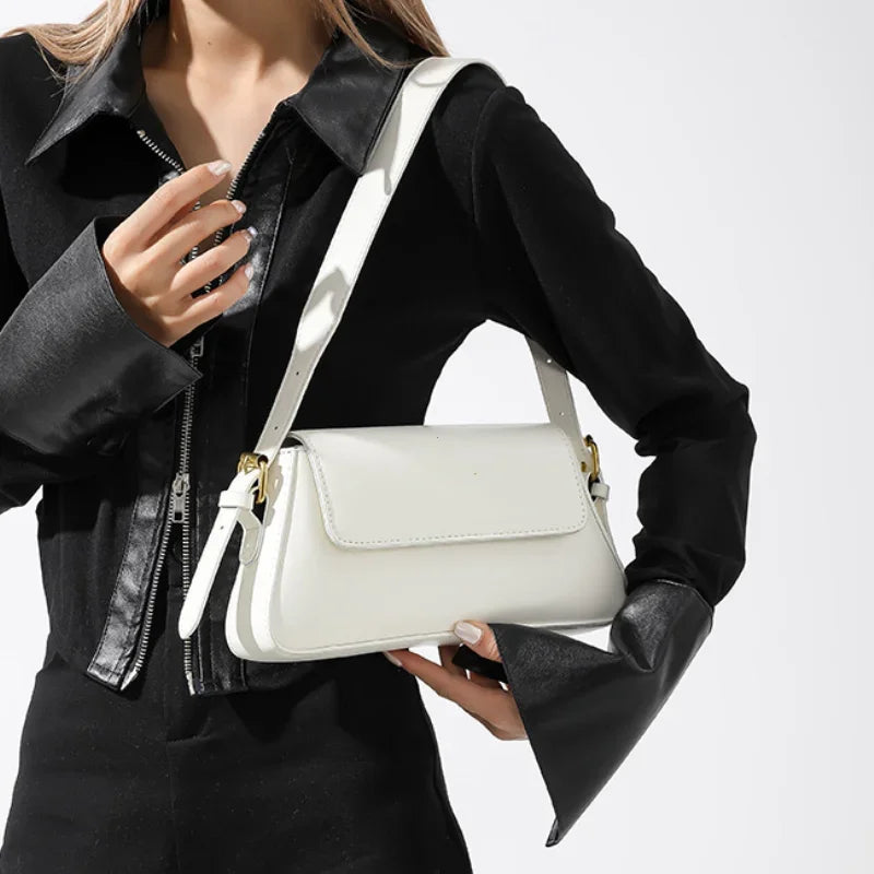 Retro Solid PU Leather Winter Shoulder Bag - Fashionpara