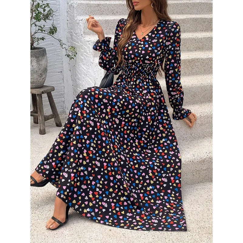 Retro Floral Print A-line Boho Dress