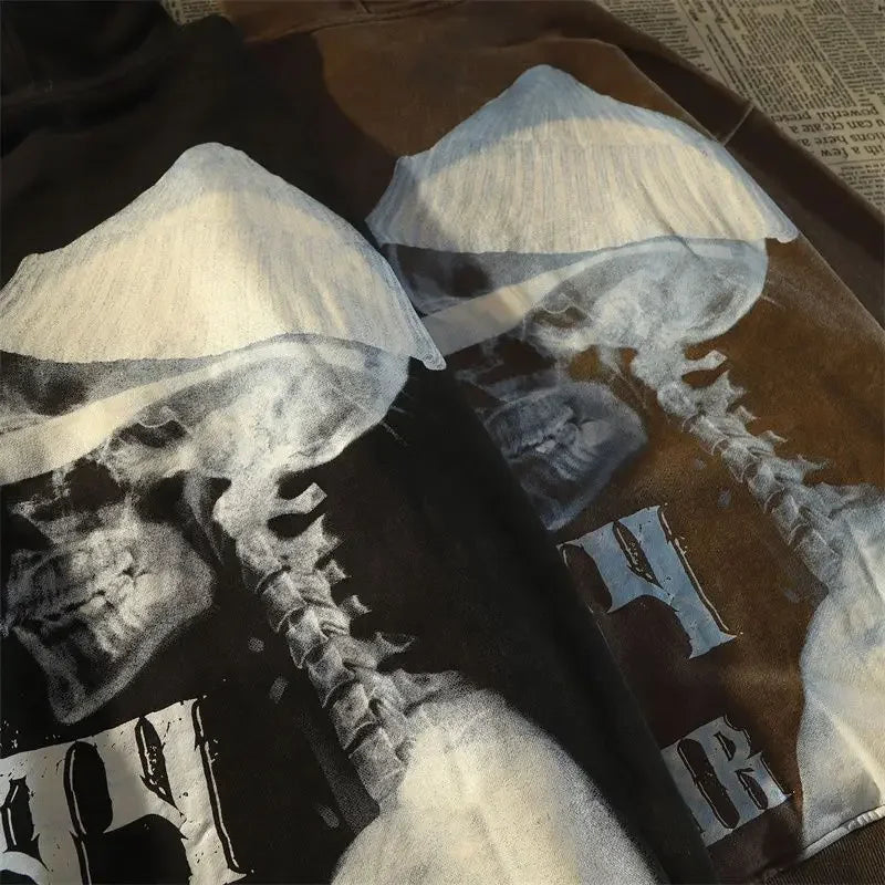 Dark Wind Skull Print Casual Hoodie