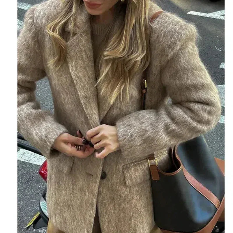 Retro Wool Button Turn-Down Overcoat