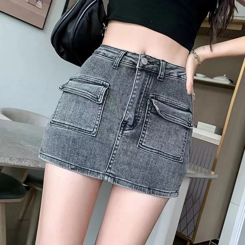DressBetty - Tight High Waist Side Split Denim Skirt