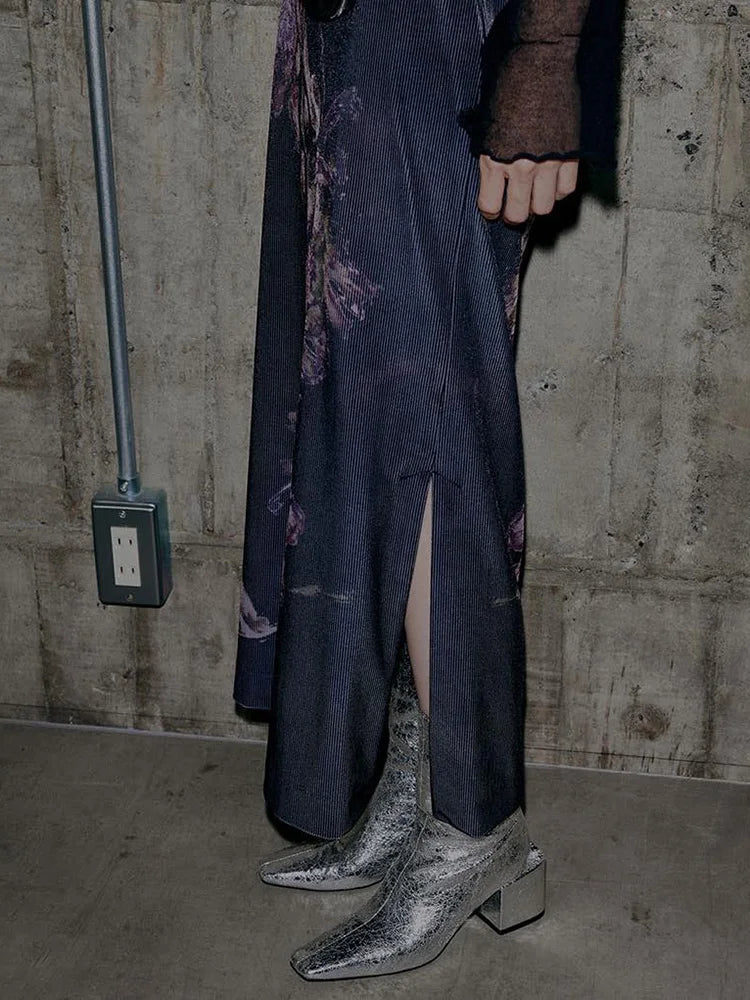 Vintage Floral Print Aesthetic High Waist Skirt