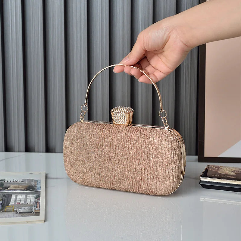 Rose Gold Sequin Evening Clutch Shoulder Bag