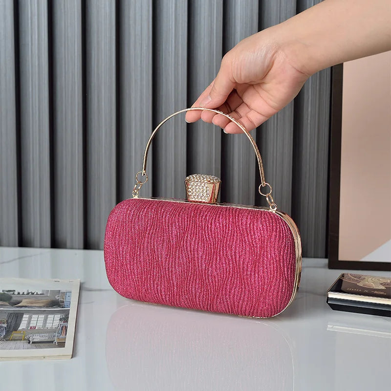 Rose Gold Sequin Evening Clutch Shoulder Bag