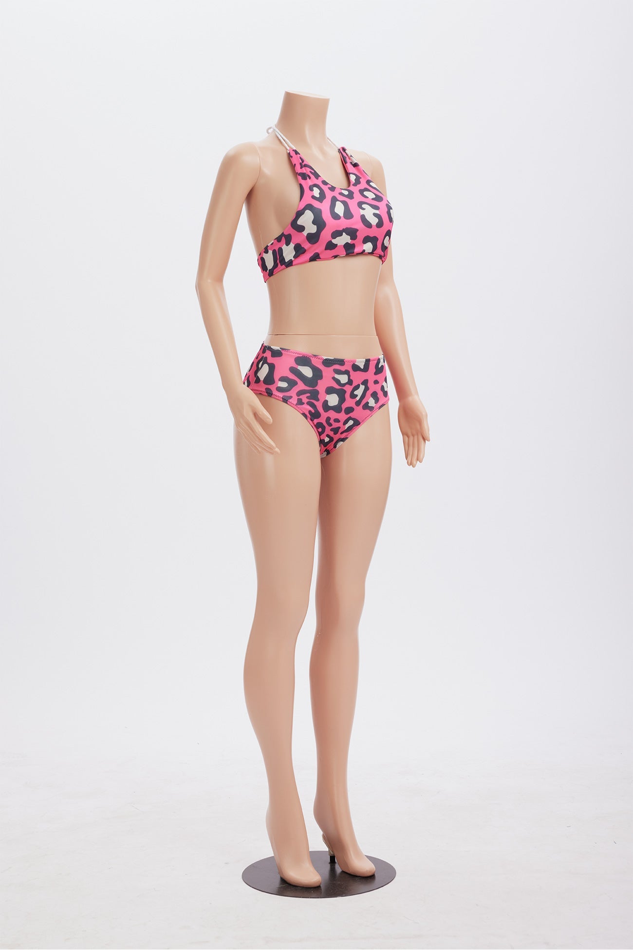 Rose Red Tie-up Two Piece Swimsuit