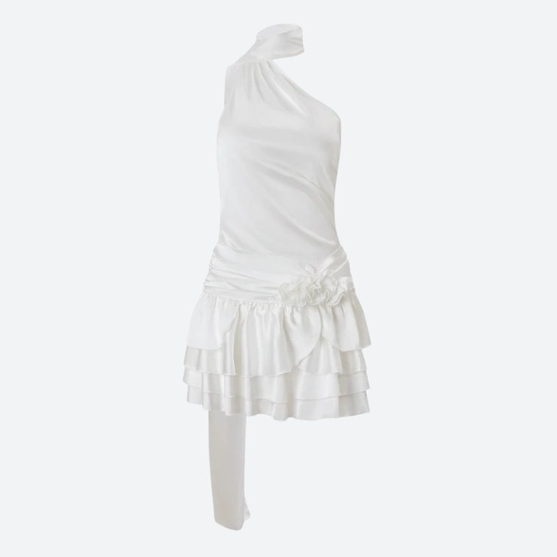 Rose Satin Backless Mini Dress - View 4