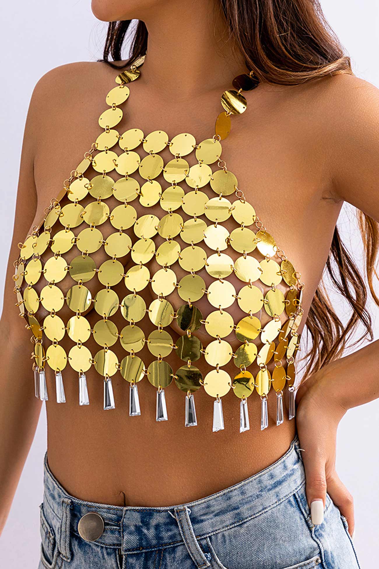 Hand Made Round Sequin Body Chain
