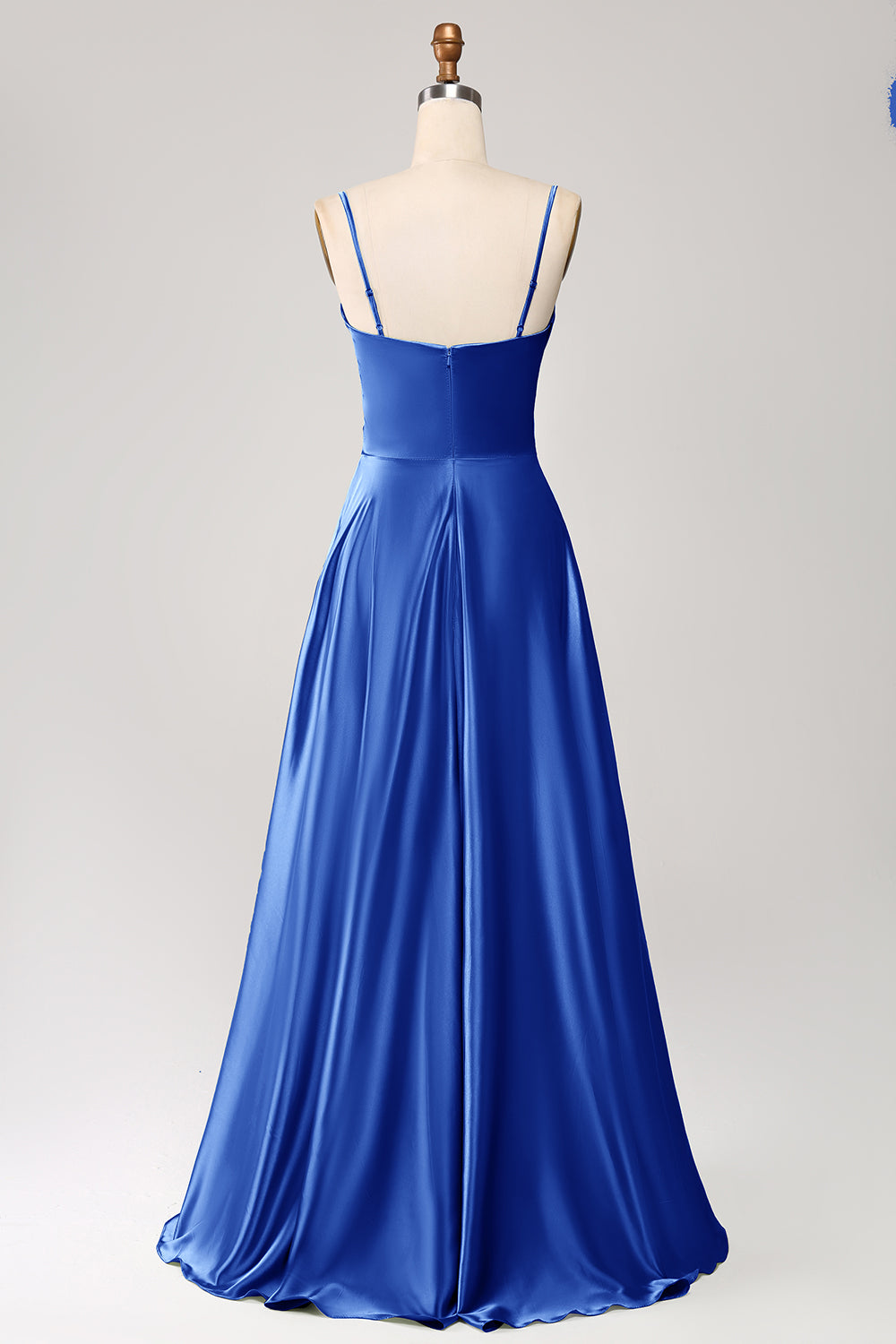 Dusty Sage A Line Cowl Neck Satin Long Prom Dress with Pleated