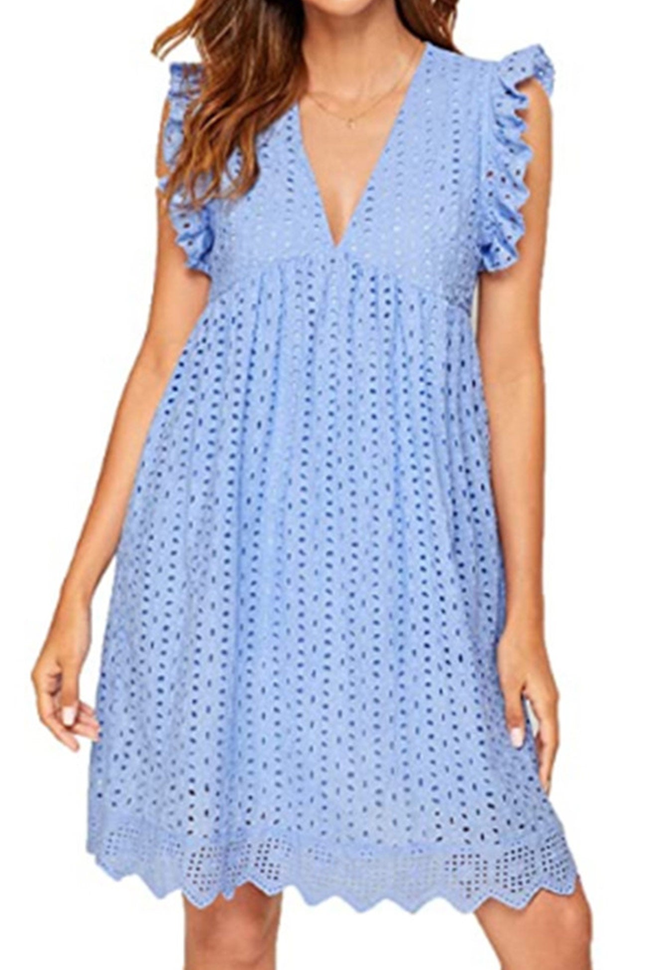 Ruffle Jacquard Pocketed Tank Dress - Fashionpara