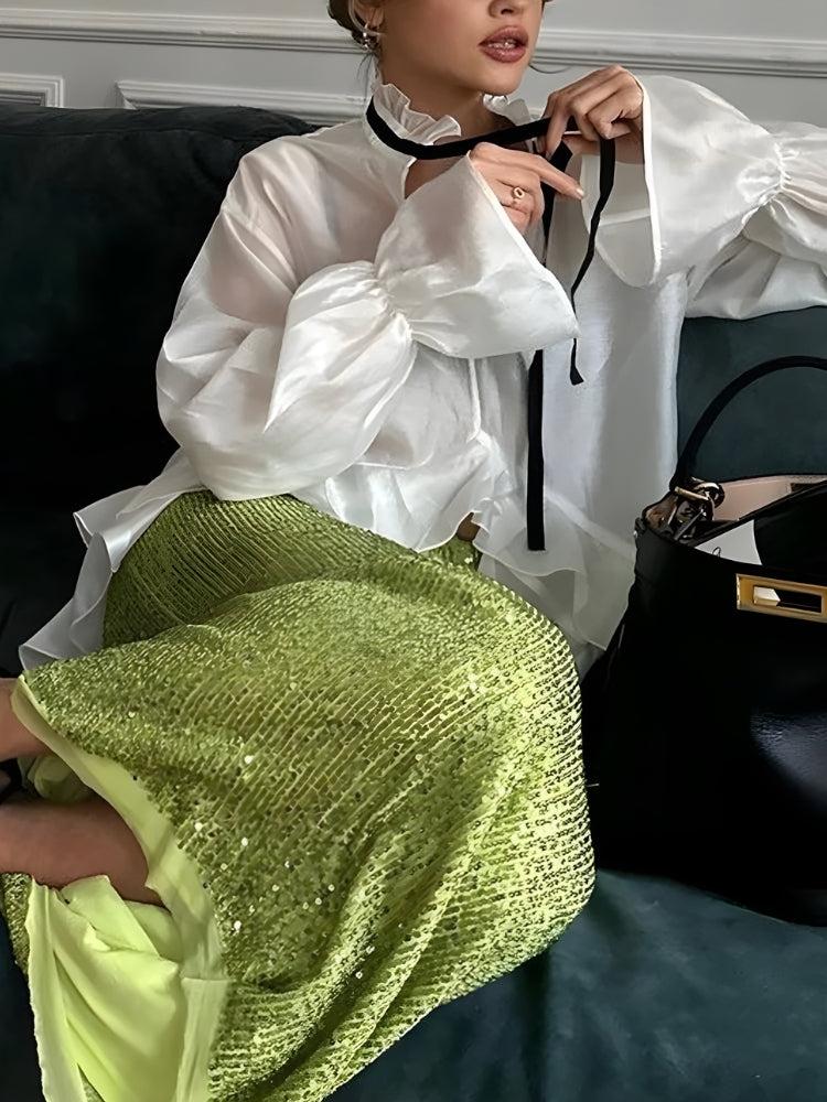 Ruffled Sheer Blouse - Fashionpara