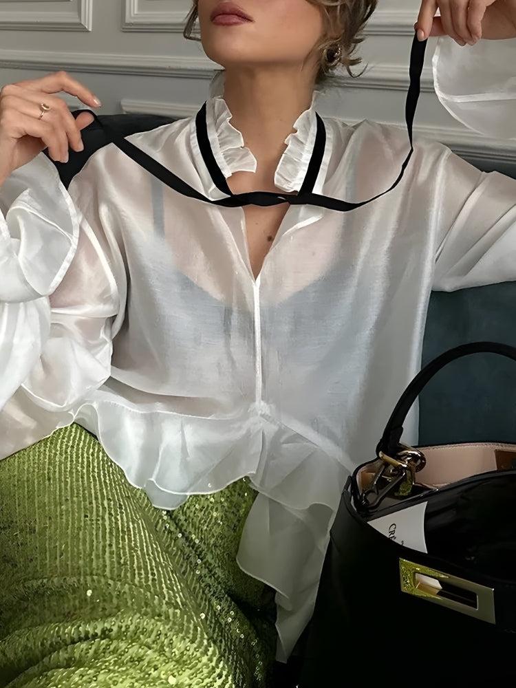 Ruffled Sheer Blouse - Fashionpara