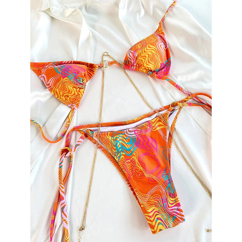 Print Triangle Bikini Set