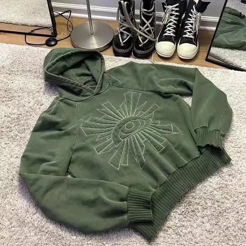 Dark Eye Print Pullover Hoodie - Fashionpara