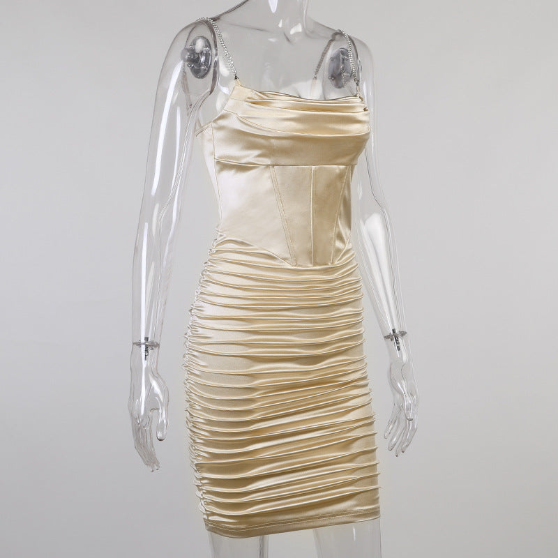 Margarita Ruched Diamond Strap Corset Dress