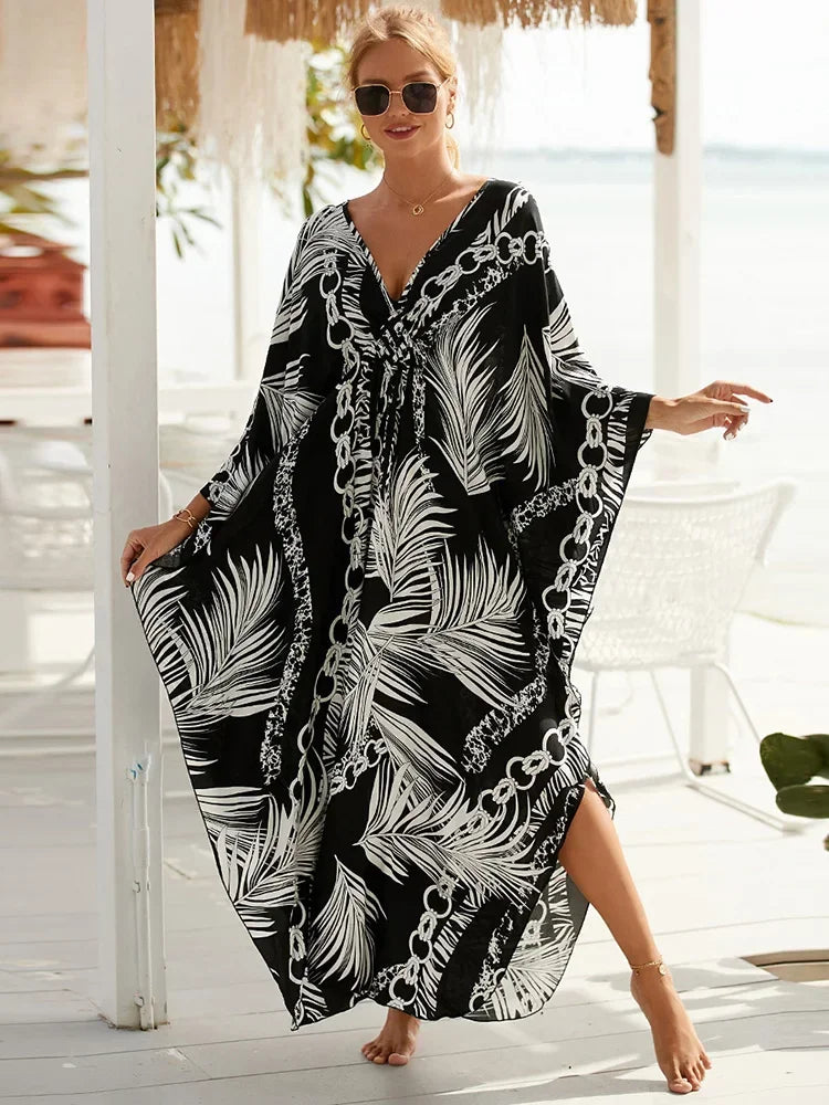 Zebra Stripes Long Dress Cover Up