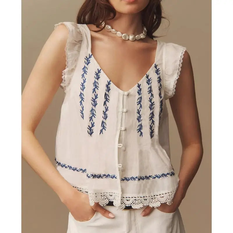 Summer Ruffled Fly Sleeve Blouse