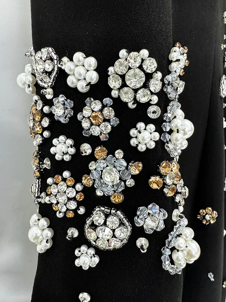 Long Sleeve Luxurious Beaded Maxi Dress - View 6