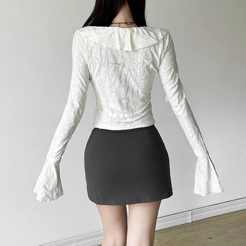 Enchantedcore Frilled Plunging-neck Blouse