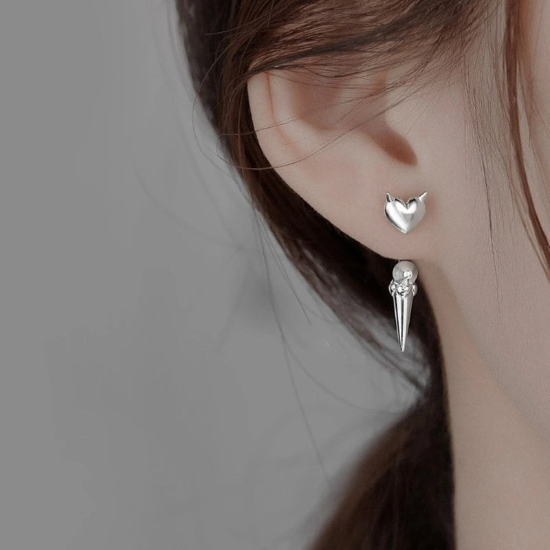Bohemian Gilded Silvery Lunar Horn Stud Earring