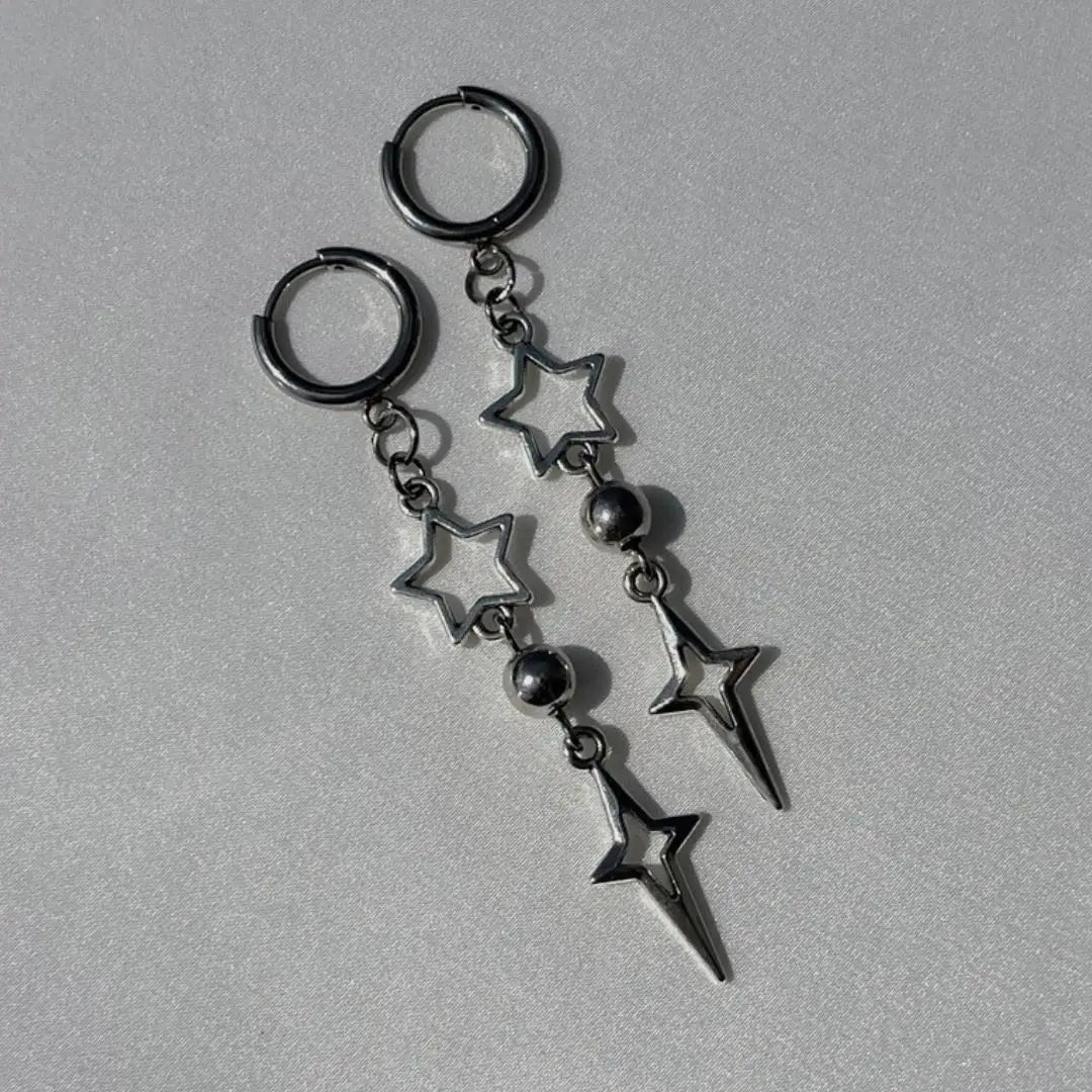 Rebel Celestial Cross Silver Empty Heart Earring