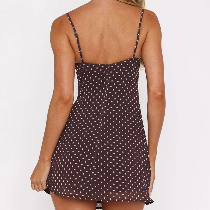 Polka Dot Sweetheart Spaghetti Strap Bodycon Mini Dress