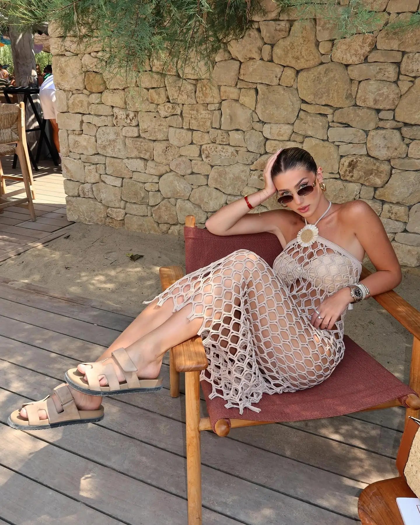 Sunflower Solid Mesh Sexy Three Piece Swim Sets - Fashionpara