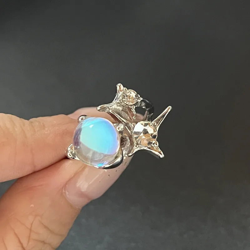Kpop Dark Geometric Gothic Star Ring