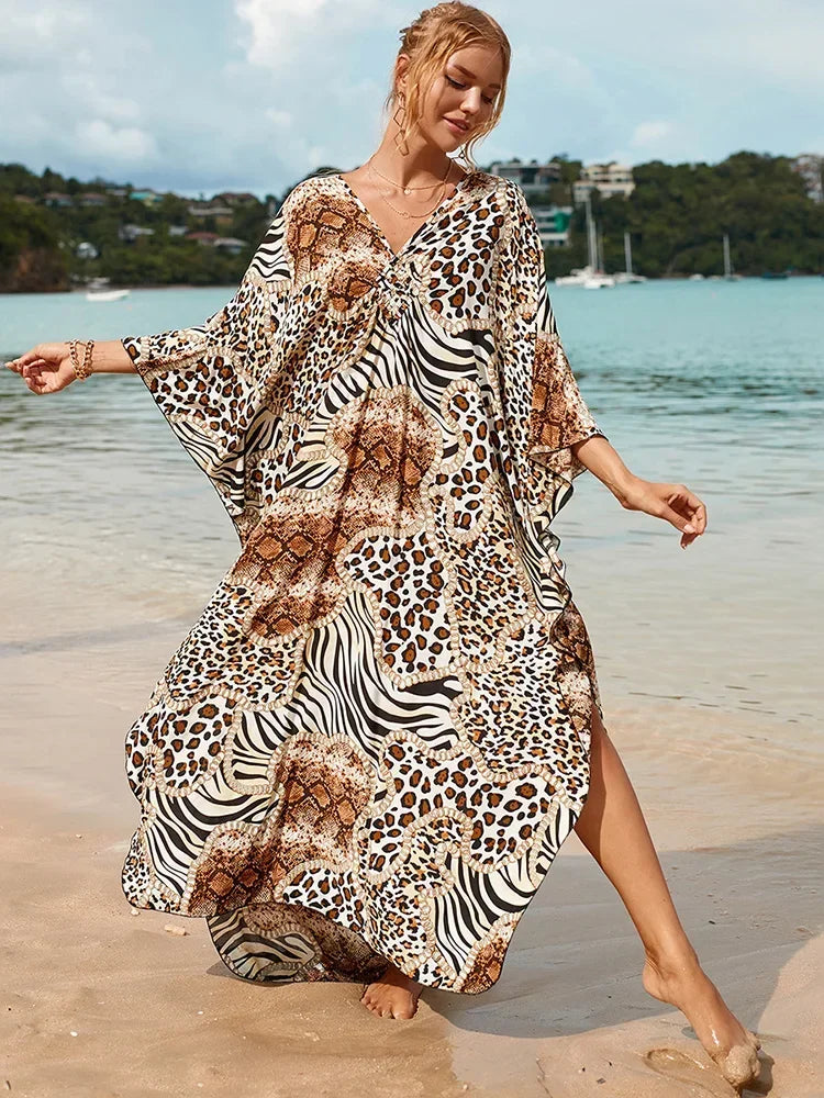 Zebra Stripes Long Dress Cover Up